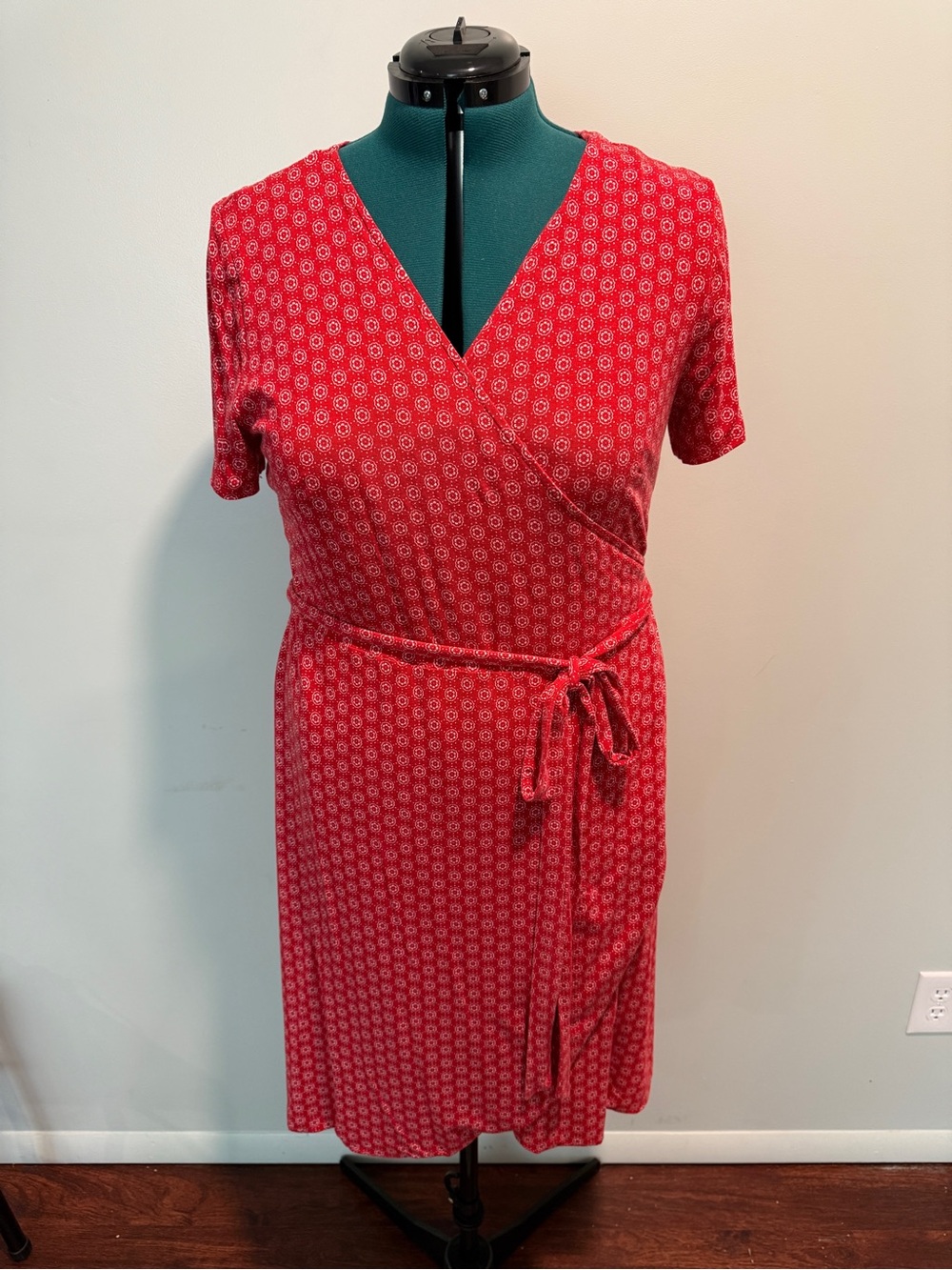 Loft Red Patterned Wrap Dress
